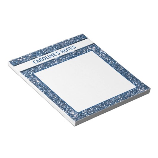 Imitate Blauer Glitzer Textur mit benutzerdefinier Notizblock (angewinkelt)