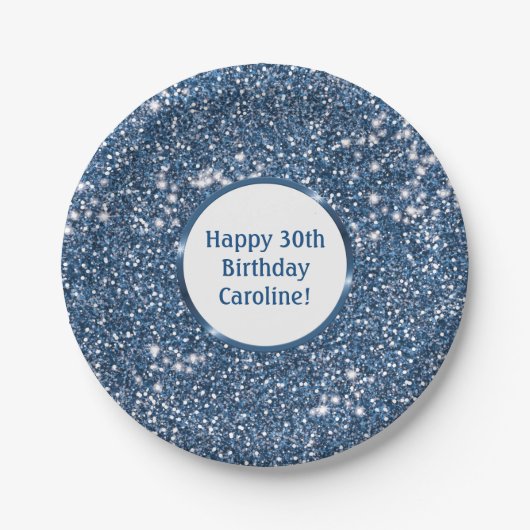 Imitate Blauer Glitzer Textur mit benutzerdefinier Pappteller (Vorderseite)