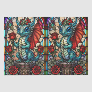Imitate Bleidrache aus Glas mit Rose Seidenpapier
