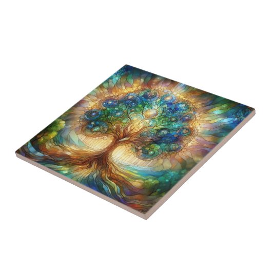 Imitate Bleiglas, kunstvoller Baum Fliese (Seite)