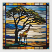 Imitate Bleigläser Giraffe neben Baum Fensteraufkleber (Blatt)