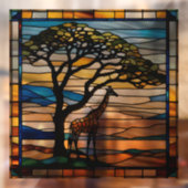 Imitate Bleigläser Giraffe neben Baum Fensteraufkleber (Blatt 2)