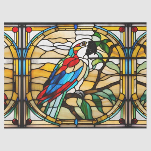 Imitate Bleigläser-Papagei für Dekoupage Kunsthand Seidenpapier (Vorderseite)