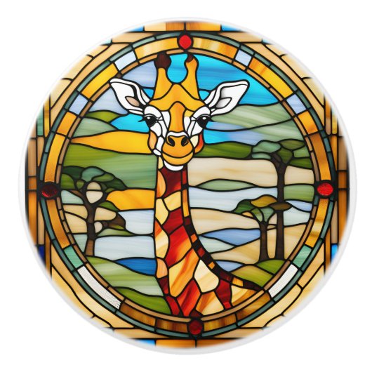 Imitate Bleiglass Giraffe Keramikknauf (Vorderseite)