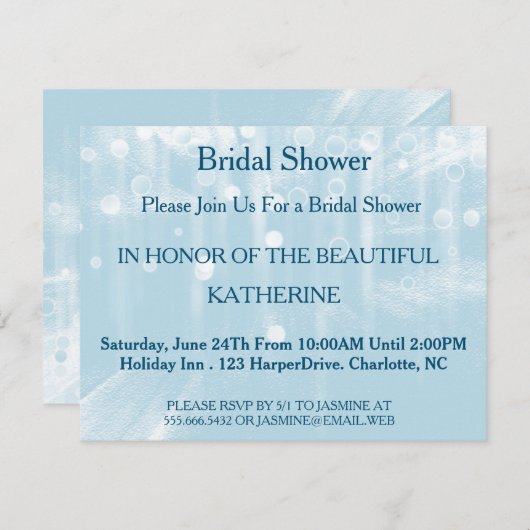 Imitate Blue Glittering Fab Confetti Glitzern Dots Einladung (Vorne/Hinten)