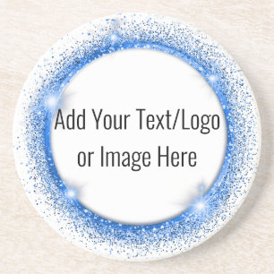 Imitate Blue Glitzer Circle Frame Sandstone Unters Getränkeuntersetzer