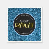 Imitate Blue Glitzer Graduate Abschluss Serviette (Vorderseite)