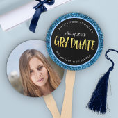 Imitate Blue Glitzer Graduate Foto Abschluss Fächer