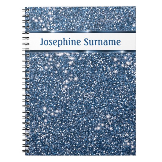 Imitate Blue Glitzer Textur mit Individuelle Name Notizblock (Vorderseite)