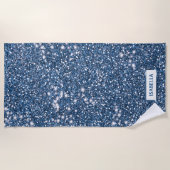 Imitate Blue Glitzer Textur mit Individuelle Name  Strandtuch (Vorderseite)