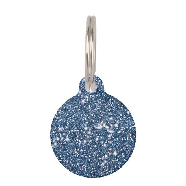 Imitate Blue Glitzer Texture Look & Pet's Info Haustiermarke (Vorderseite)