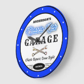 Imitate Blue Neon Classic Autogarage Große Wanduhr (Winkel)