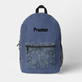 Imitate Blue Suede und Western Blue Paisley Bedruckter Rucksack