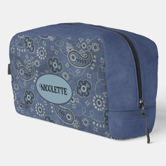 Imitate Blue Suede und Western Blue Paisley Waschbeutel (Rechte Ecke)