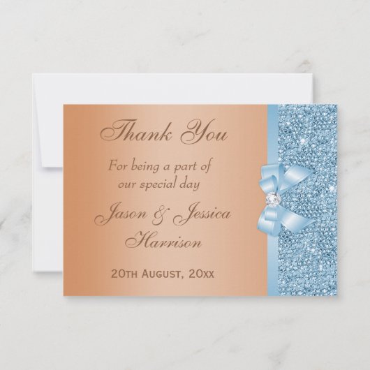 Imitate Bow Sequins Blue Milk Chocolate Vielen Dan Dankeskarte (Rückseite)