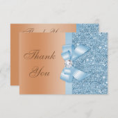 Imitate Bow Sequins Blue Milk Chocolate Vielen Dan Dankeskarte (Vorne/Hinten)