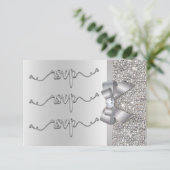 Imitate Bow Silver Sequins UAWG Wedding RSVP Karte (Stehend Vorderseite)