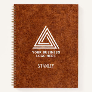 Imitate Brauner Leder Minimalistische Logo Name de Notizblock