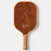 Imitate Braunes Leder Zwei-Buchstaben-Monogramm Pickleball Schläger (Rückseite)