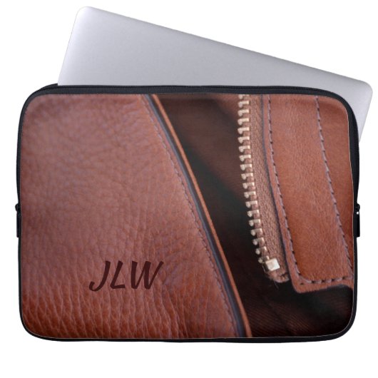 Imitate Braunleder Unzippt Stilvoll anpassbar Laptopschutzhülle (Vorderseite)