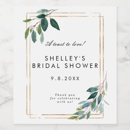 Imitate Brautparty-Flasche mit Gold und Grün Weinetikett (Einzelnes Label)