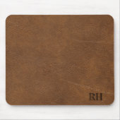 Imitate Brawn Leather Custom Mit Monogramm Initial Mousepad (Vorne)