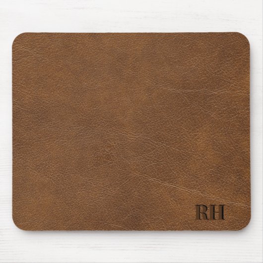 Imitate Brawn Leather Custom Mit Monogramm Initial Mousepad (Vorne)