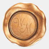 Imitate Bronze Wax Initials Monogramm Runder Aufkleber (Vorderseite)