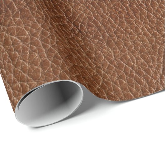 Imitate Brown Leather Look Geschenkpapier (Rolleneckpunkt)