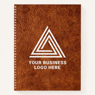 Imitate Brown Leather Modern Business Logo Notizblock