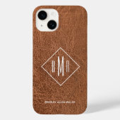 Imitate Brown Leather Monogram Case-Mate iPhone Hülle (Rückseite)