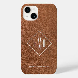 Imitate Brown Leather Monogram Case-Mate iPhone 14 Hülle