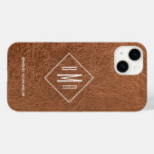 Imitate Brown Leather Monogram Case-Mate iPhone Hülle (Rückseite (Horizontal))