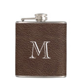 Imitate Brown Leather Monogram Stainless Steel Fla Flachmann (Vorderseite)