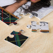 Imitate Brown Leather Red und Green Tartan Weihnac Puzzle (Seite)