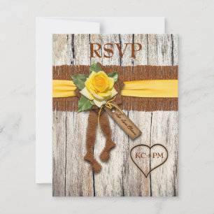 IMITATE Brünlein, Holz, Gelb-Rose-Hochzeitskarte RSVP Karte