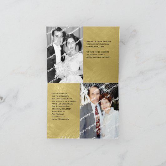 Imitate Brushed Metal Golden (50. Jubiläum) Einladung (Innenseite)