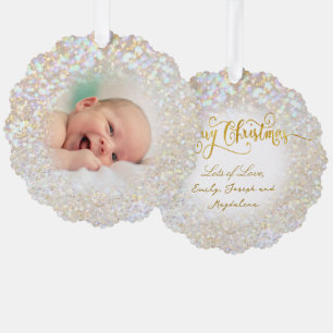 Imitate bukee Glitzer Effekt Baby Foto Ornament Karte
