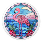 Imitate Buntglas Löwe Keramik Rosa Flamingo Keramikknauf (Vorderseite)