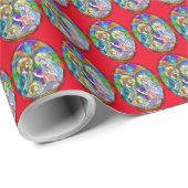 Imitate Buntglasverpackungspapier Krippe Szene Geschenkpapier (Rolleneckpunkt)
