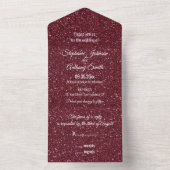 Imitate Burgundy Glitzer Wedding All In One Einladung (Innen Boden)