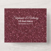 Imitate Burgundy Glitzer Wedding All In One Einladung (Rückseite)