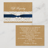 IMITATE Burlace, rustikales Hochzeitsgeschenk-Regi Begleitkarte (Vorne/Hinten)