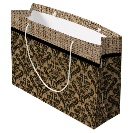 Imitate Burlap Design Geschenktasche Große Geschenktüte (Rückseite Schrägansicht)