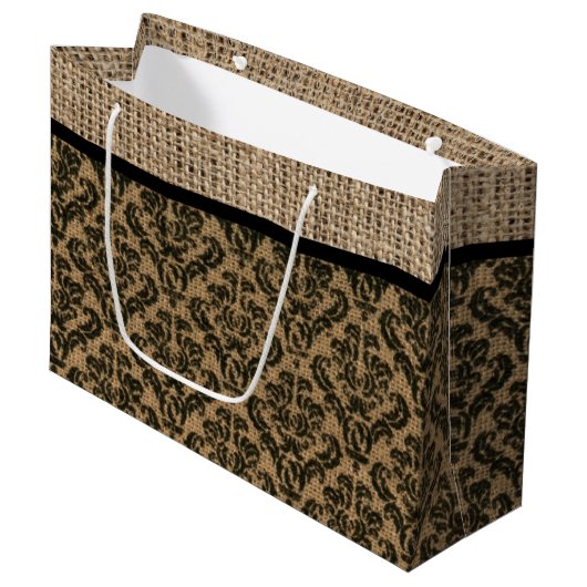 Imitate Burlap Design Geschenktasche Große Geschenktüte (Vorderseite Schrägansicht)