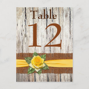 IMITATE Burlap, Gelbe Rose Tischnummer Postkarte