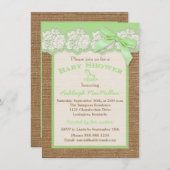 IMITATE Burlap Ivory Lace, Green Baby Dusche einla Einladung (Vorne/Hinten)