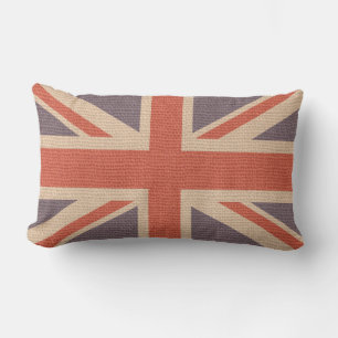 Imitate Burlap Jute Linen Look UK Flag Lendenkissen