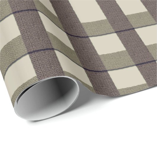 Imitate Burlap Kariert Design- Country Taupe Set Geschenkpapier (Rolleneckpunkt)