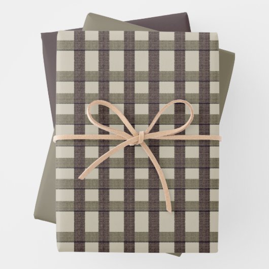 Imitate Burlap Kariert Design- Country Taupe Set Geschenkpapier Set (Beispiel)